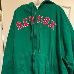 Vintage Boston Red Sox Kelly Green Stitches Zip Up Hoodie Sweatshirt Size 2XL